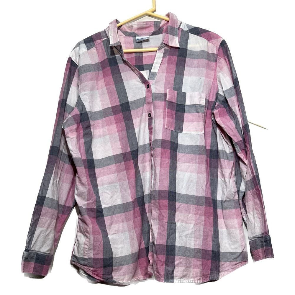 Columbia, men’s size 2X, long sleeve, button front, Plaid, adjustable sleeves - Picture 1 of 8